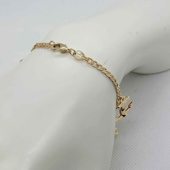 Brand New Brazilian 18k Gold Filled Multi Charms w/   Blue Evil Eye Bracelet - Picture 4 of 7